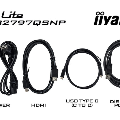 iiyama ProLite XUB2797QSNP-B1 27’’ WQHD IPS Monitor with RJ45 (LAN), KVM Switch & USB-C Dock (96W Power Delivery)