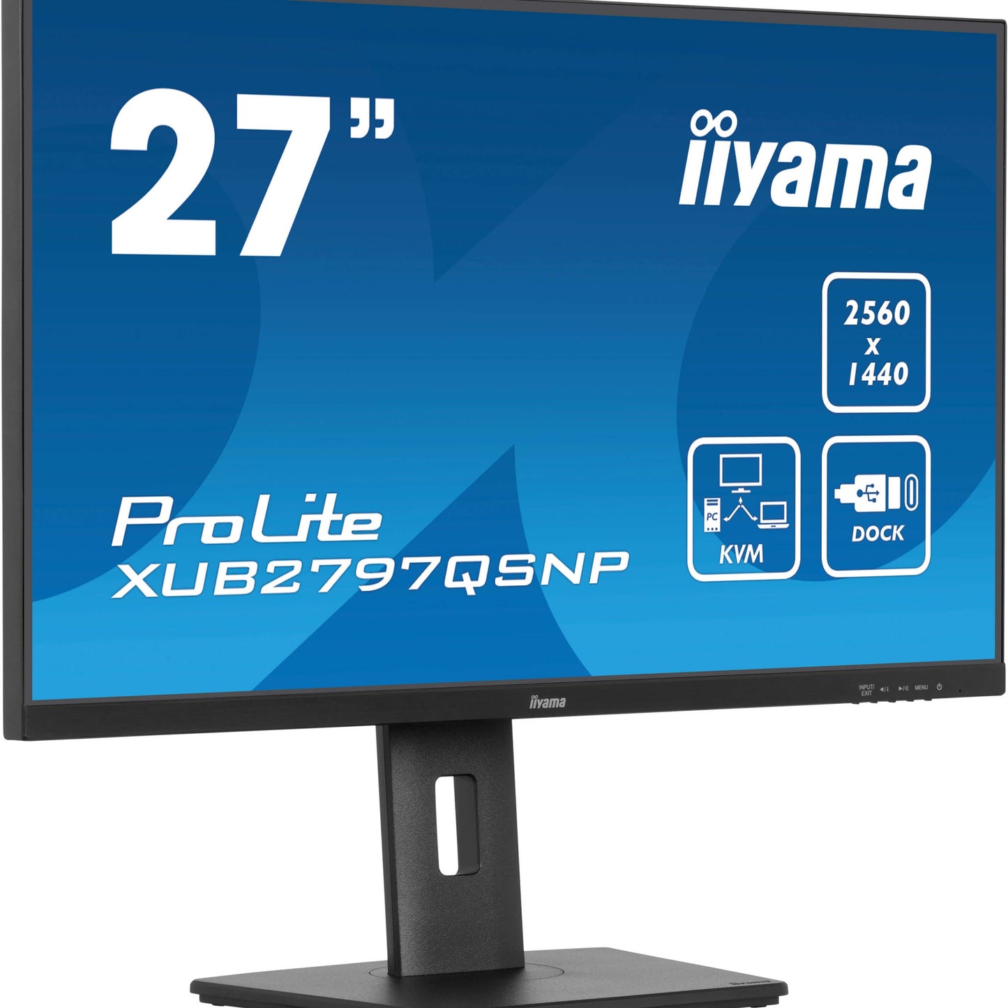 iiyama ProLite XUB2797QSNP-B1 27’’ WQHD IPS Monitor with RJ45 (LAN), KVM Switch & USB-C Dock (96W Power Delivery)