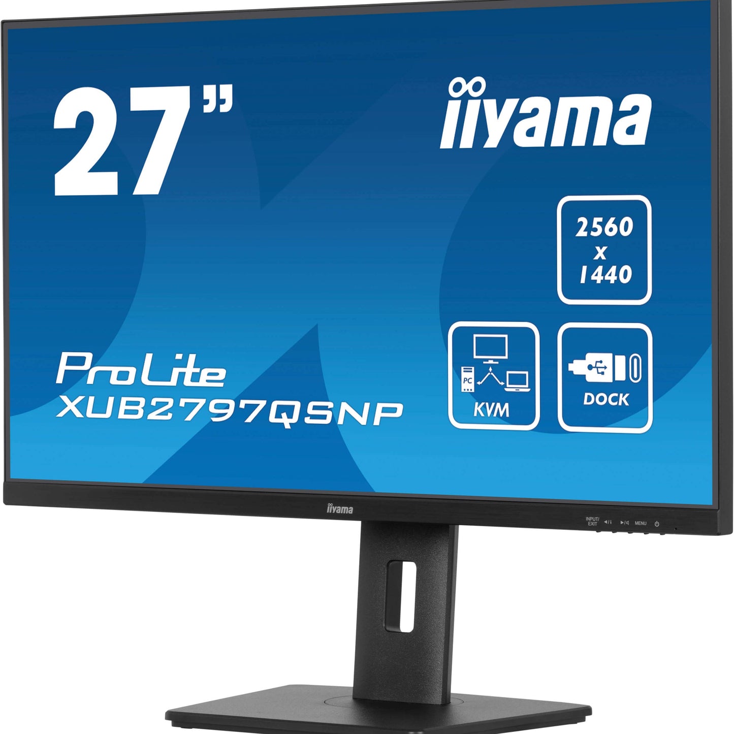 iiyama ProLite XUB2797QSNP-B1 27’’ WQHD IPS Monitor with RJ45 (LAN), KVM Switch & USB-C Dock (96W Power Delivery)