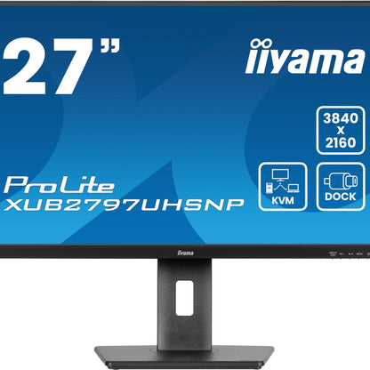 iiyama ProLite XUB2797UHSNP-B1 27" 4K IPS Desktop Monitor with USB-C (96W PD), KVM Switch, and RJ45