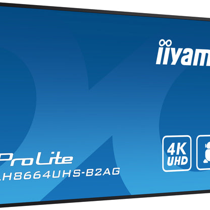 iiyama LH8664UHS-B2AG Signage Display Digital signage flat panel 2.18 m (86") Wi-Fi 500 cd/m² 4K Ultra HD Black Built-in processor Android 24/7
