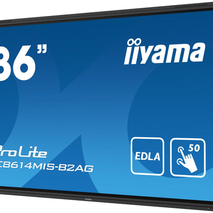 iiyama PROLITE TE8614MIS-B2AG Digital signage flat panel 2.18 m (86") LCD Wi-Fi 435 cd/m² 4K Ultra HD Black Touchscreen Built-in processor Android 24/7