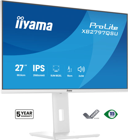 iiyama ProLite XB2797QSU-W1 computer monitor 68.6 cm (27") 2560 x 1440 pixels Quad HD LED White