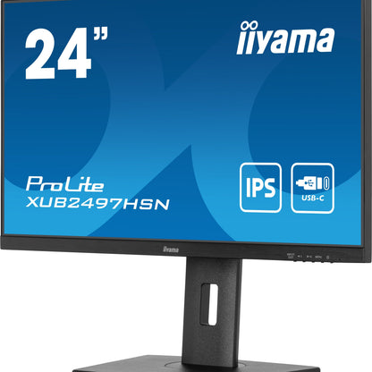 iiyama ProLite XUB2497HSN-B1 24" LED Full HD Display with USB-C & RJ45 (LAN) in Black
