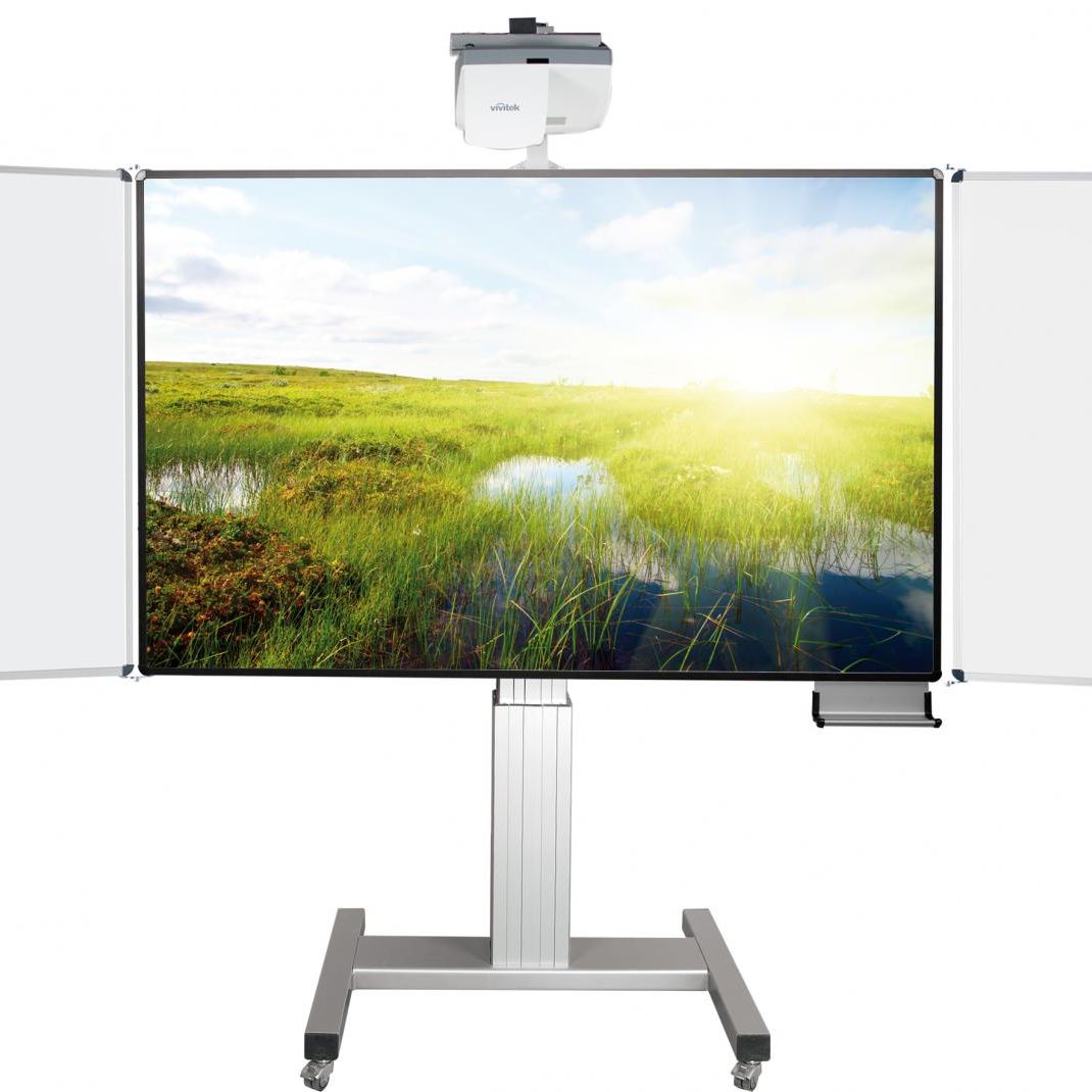 Conen EEB1912WWFO Whiteboard Deluxe 130 Board For Different Pen-operated Projectors Mobile, Electric Height Adjustable, With Two Side Wings