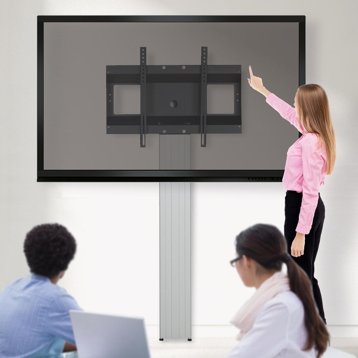 Conen SCETANHVW14 TV And Monitor Wall Mount, Center Of Display 162 Cm Column Silver Anodized, Fixed Height