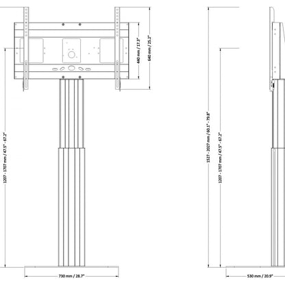 Conen SCETAPBK Motorized Display Stand With 50 Cm Of Vertical Travel Column Black Anodized, Center Of Display 121- 171 Cm, Floor Plate, Anti-collision