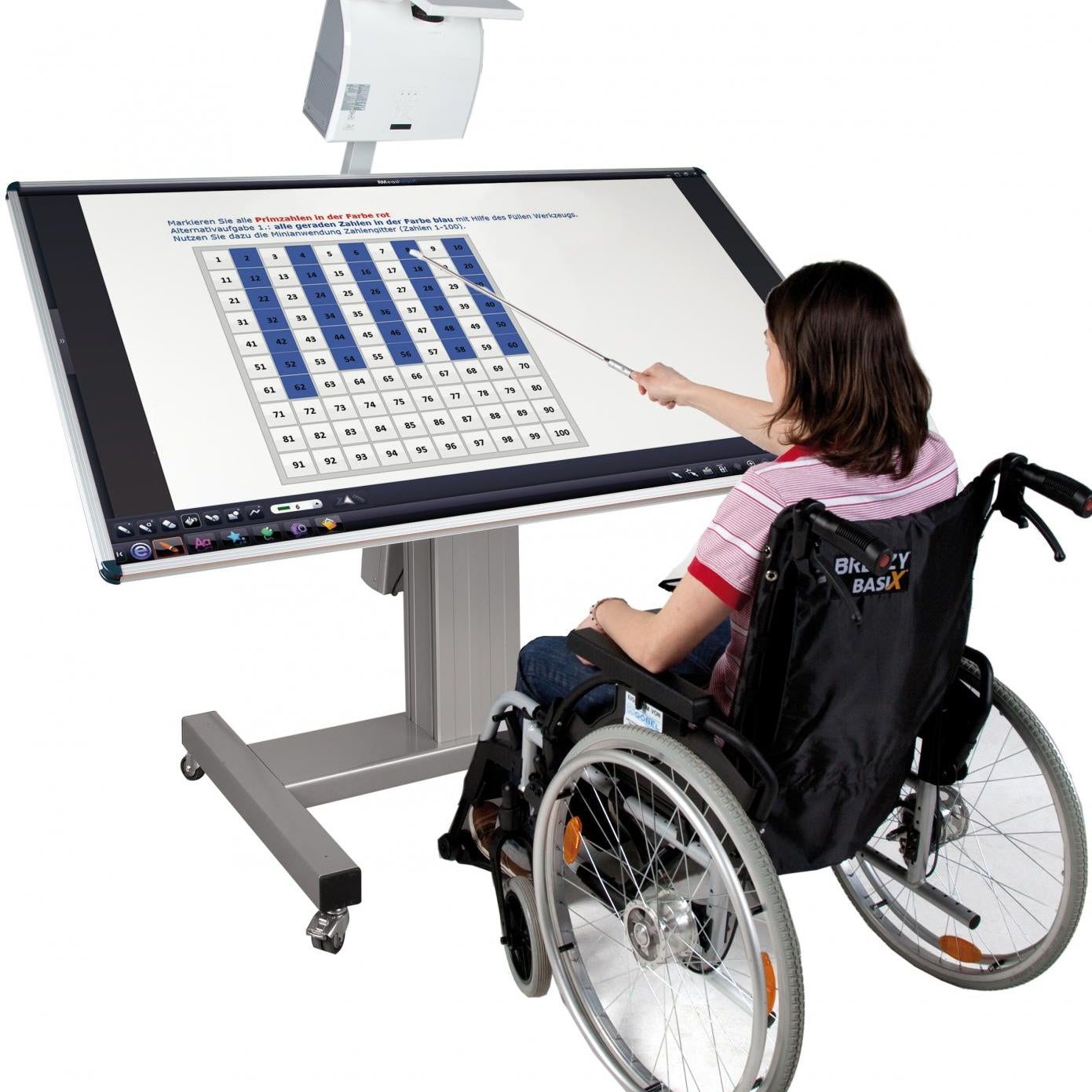 Conen SCETTIHVIO Mobile Tiltable Whiteboard Workitdesk For Different Projectors 1.44 X 0.90 M, Electrically Height & Tilt Adjustable Mount, H-style Base