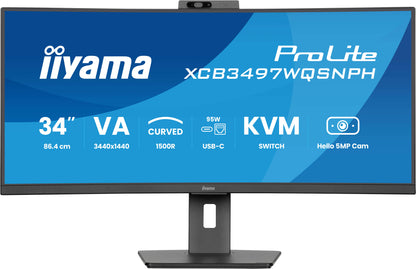iiyama ProLite XCB3497WQSNPH-B1 34" USB-C with KVM Curved Desktop Monitor