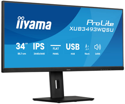 iiyama ProLite XUB3493WQSU-B6 computer monitor 86.4 cm (34") 1440 x 3440 pixels UltraWide Quad HD LED Black
