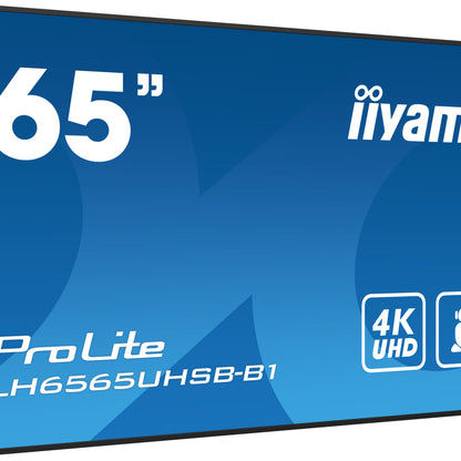 iiyama LH6565UHSB-B1 Signage Display Kiosk design 163.8 cm (64.5") LED Wi-Fi 800 cd/m² 4K Ultra HD Black Built-in processor Android 11 24/7