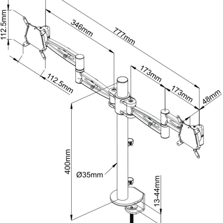 Metalicon PMA522 Kardo Pole Twin Monitor Arms
