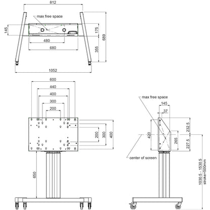 iiyama MD 062B7275 A Floor Lift on Wheels for LFD upto 120 kg with Lockable Lid