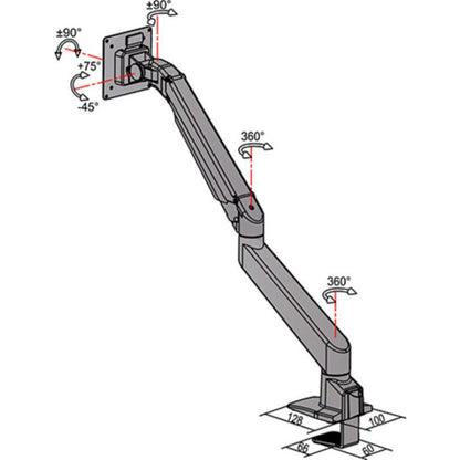 Multibrackets M VESA Gas Lift Arm Single Silver w. Duo Crossbar
