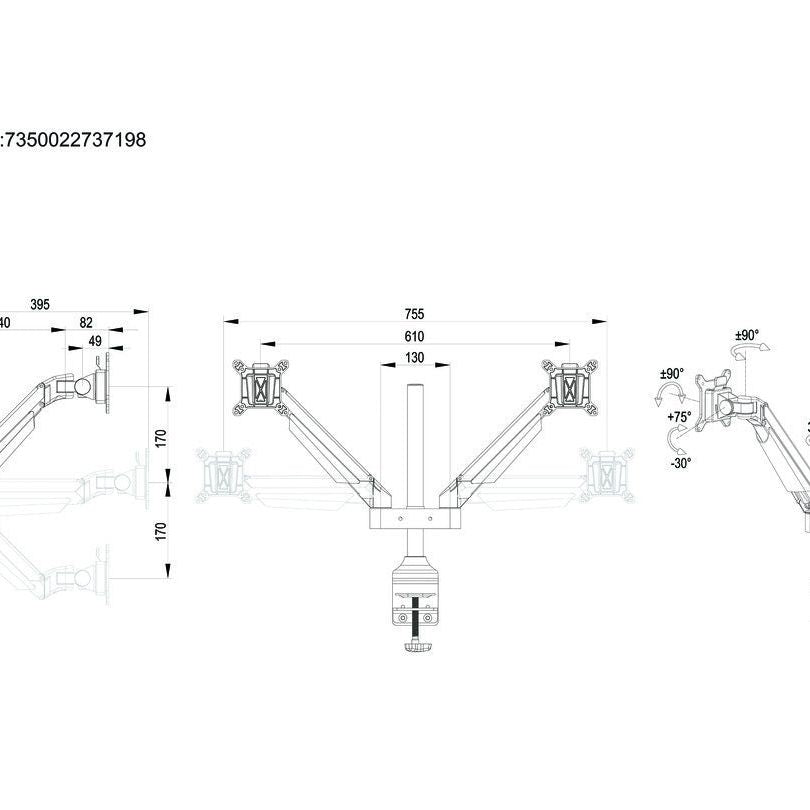 Multibrackets M VESA Gas Lift Arm Dual Silver