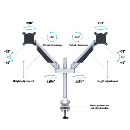 Multibrackets M VESA Gas Lift Arm Dual Silver