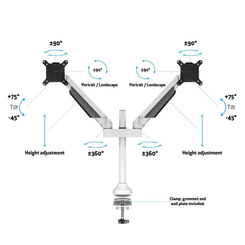 Multibrackets M VESA Gas Lift Arm Dual White