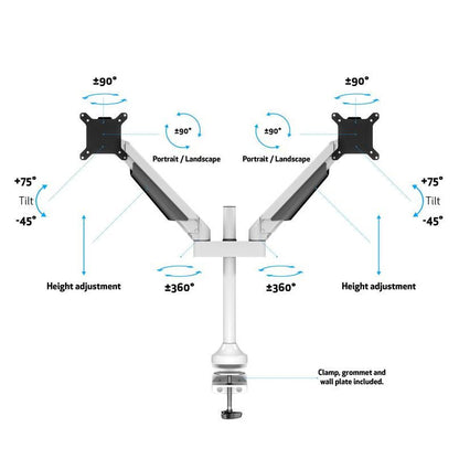 Multibrackets M VESA Gas Lift Arm Dual White