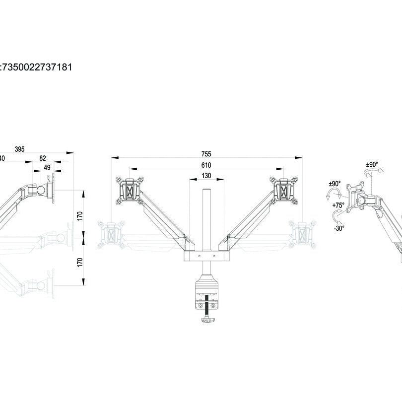 Multibrackets M VESA Gas Lift Arm Dual White