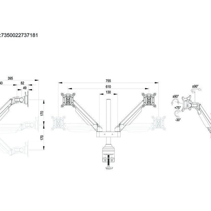 Multibrackets M VESA Gas Lift Arm Dual White