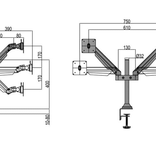 Multibrackets M VESA Gas Lift Arm Dual White