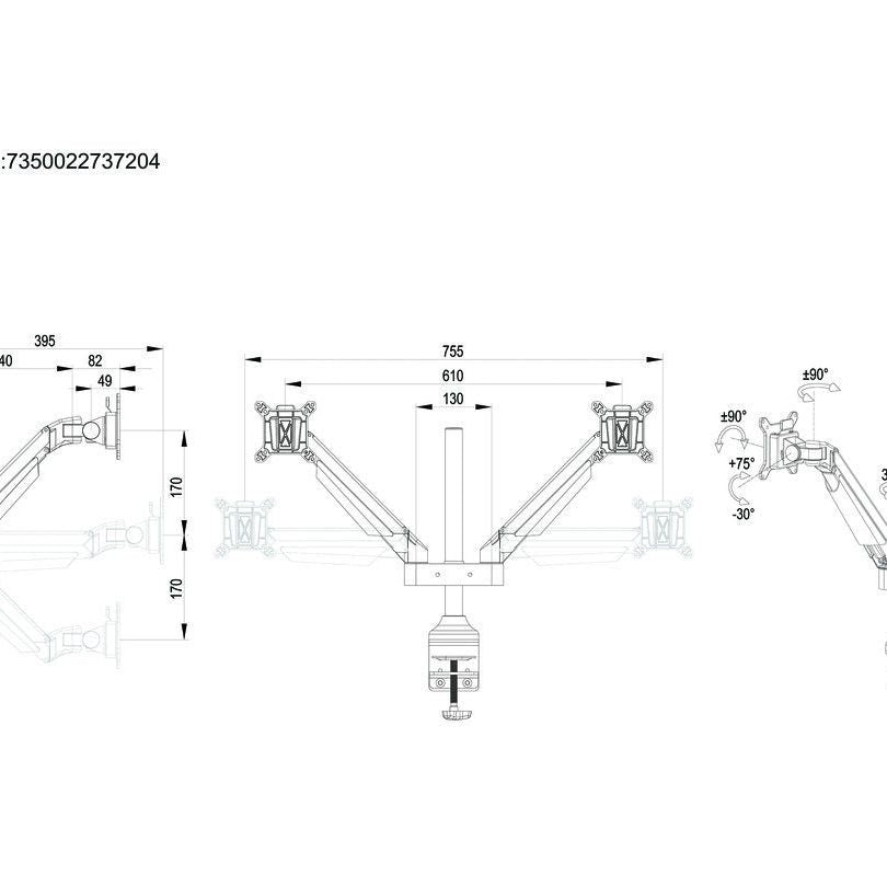 Multibrackets M VESA Gas Lift Arm Dual Black