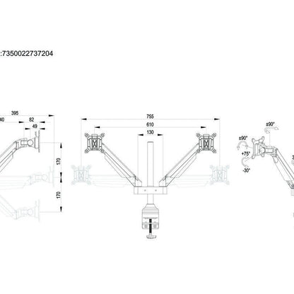 Multibrackets M VESA Gas Lift Arm Dual Black
