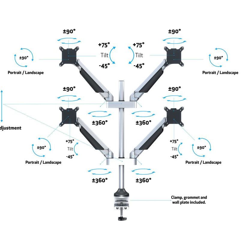 Multibrackets M VESA Gas Lift Arm Quad Silver