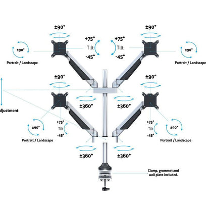 Multibrackets M VESA Gas Lift Arm Quad Silver