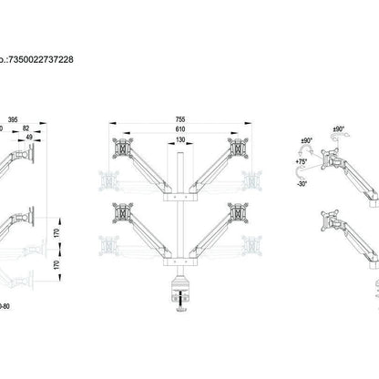 Multibrackets M VESA Gas Lift Arm Quad Silver