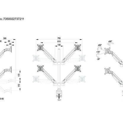 Multibrackets M VESA Gas Lift Arm Quad White