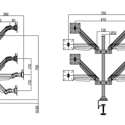 Multibrackets M VESA Gas Lift Arm Quad Black