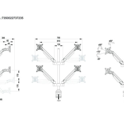 Multibrackets M VESA Gas Lift Arm Quad Black