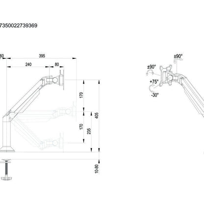 Multibrackets M VESA Gas Lift Arm Desk or Wall Basic Black