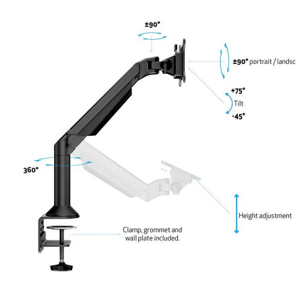 Multibrackets M VESA Gas Lift Arm Desk or Wall Basic Black