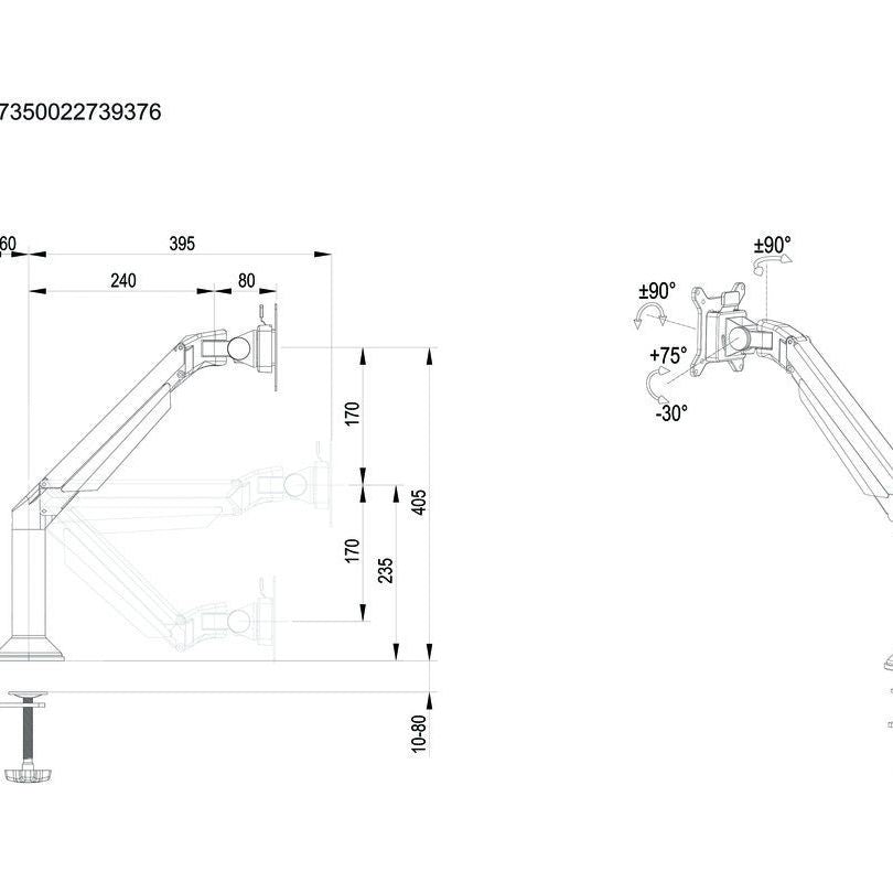 Multibrackets M VESA Gas Lift Arm Desk or Wall Basic Silver