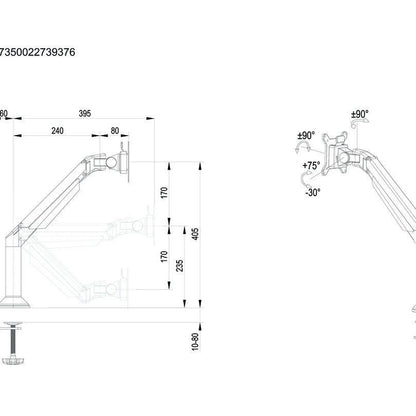 Multibrackets M VESA Gas Lift Arm Desk or Wall Basic Silver
