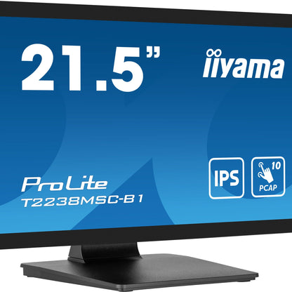 iiyama ProLite T2238MSC-B1 computer monitor 54.6 cm (21.5") 1920 x 1080 pixels Full HD LED Touchscreen Black