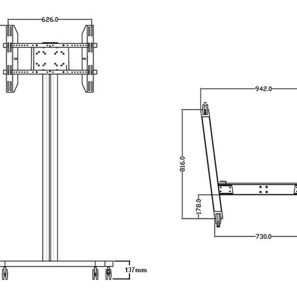 Multibrackets M Display Stand 180 Entry Level 180cm Trolley AV Cart Black