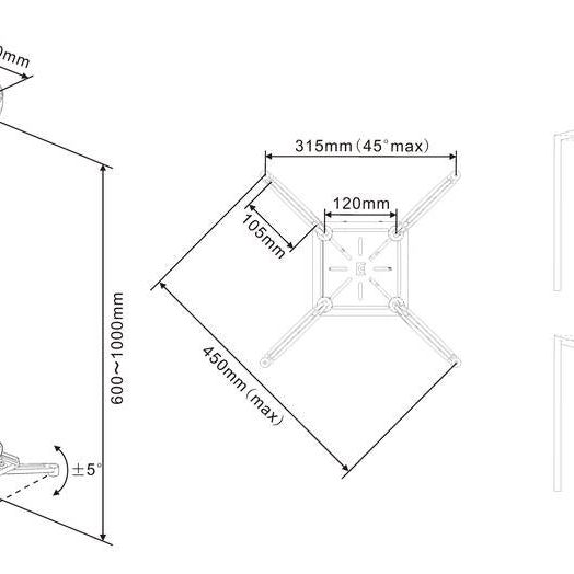 Multibrackets M Universal Projector Ceiling mount 600-1000 with Fine tune