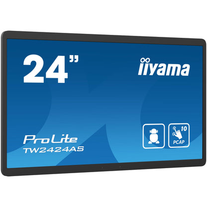iiyama TW2424AS-B1 Signage Display Digital signage flat panel 60.5 cm (23.8") Wi-Fi 250 cd/m² 4K Ultra HD Black Touchscreen Built-in processor Android 24/7
