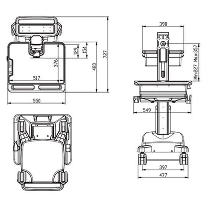 Multibrackets M Universal Workstation Cart DT with Batterypack