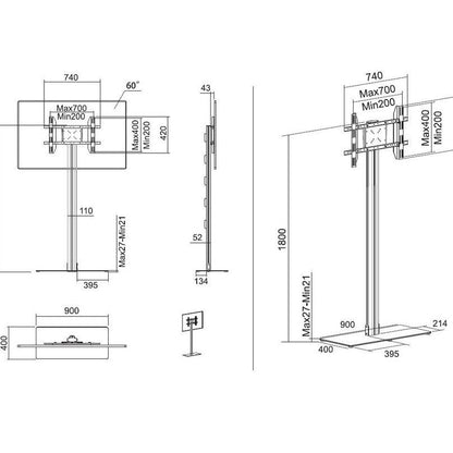 Multibrackets M Display Stand 180 Single Silver w. Floorbase
