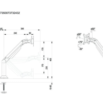 Multibrackets M VESA Gas Lift Arm Desk or Wall Basic Black HD