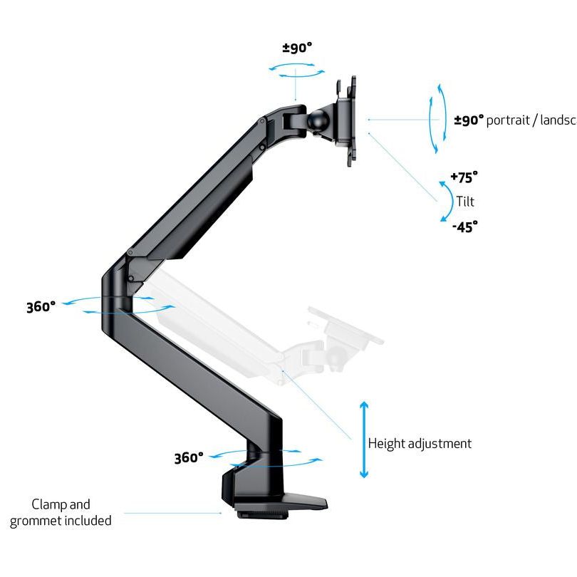 Multibrackets M VESA Gas Lift Arm Single Black HD