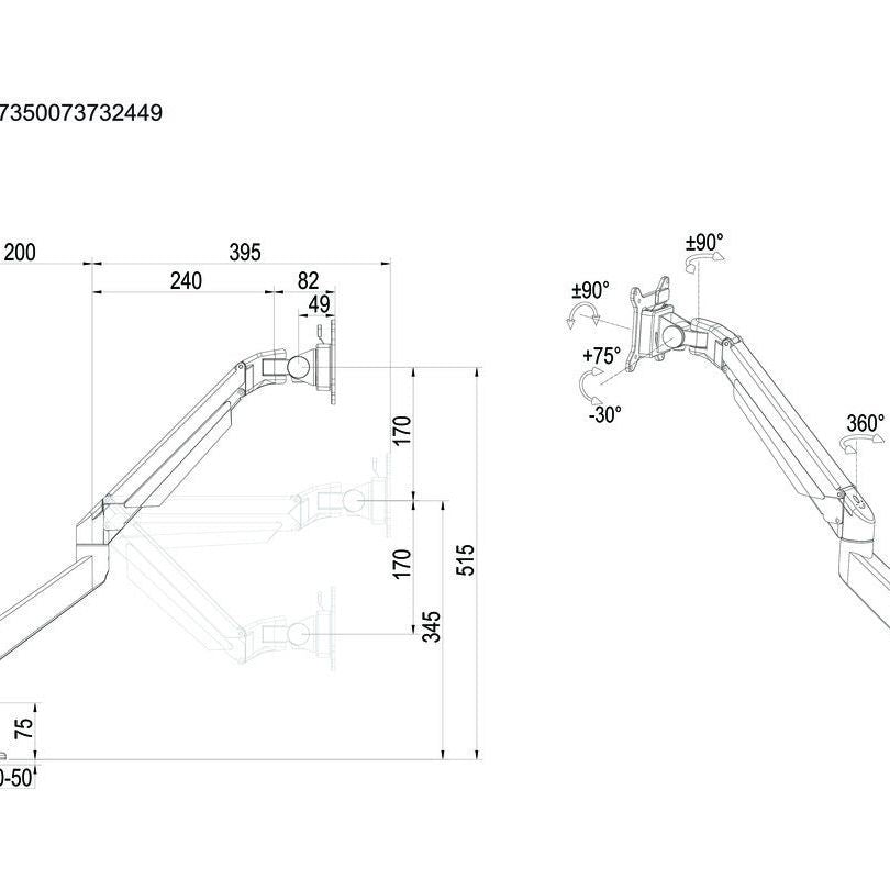 Multibrackets M VESA Gas Lift Arm Single Black HD