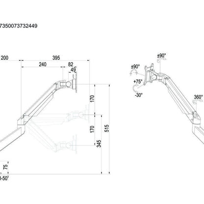 Multibrackets M VESA Gas Lift Arm Single Black HD
