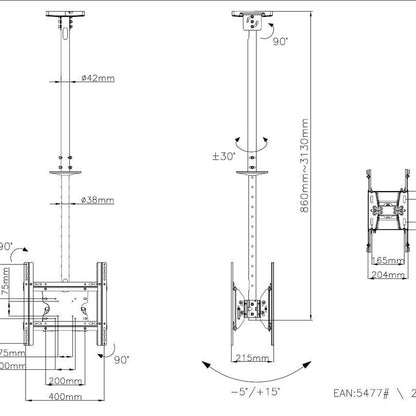 Multibrackets M Public Ceilingmount Medium Back to Back White 3000