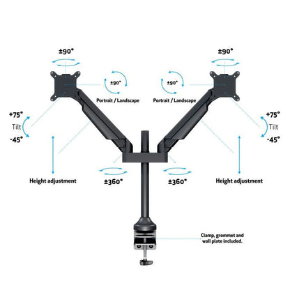Multibrackets M VESA Gas Lift Arm Dual Black HD