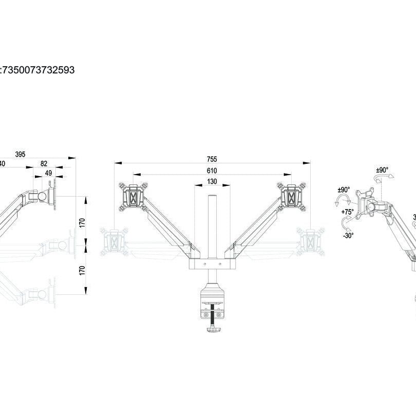 Multibrackets M VESA Gas Lift Arm Dual Black HD